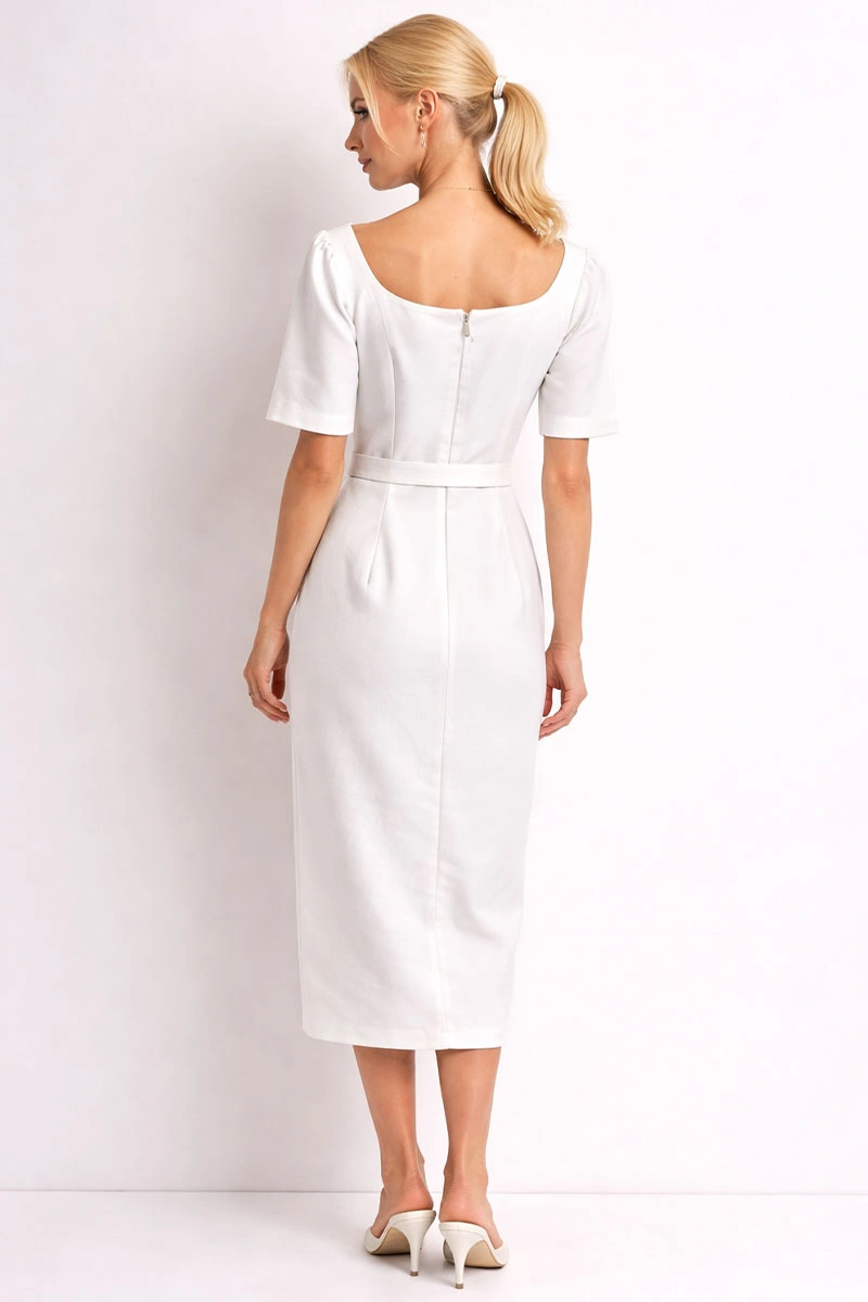 Miss Misses - Vestido Aline Midi Tubinho Off White - 54802030