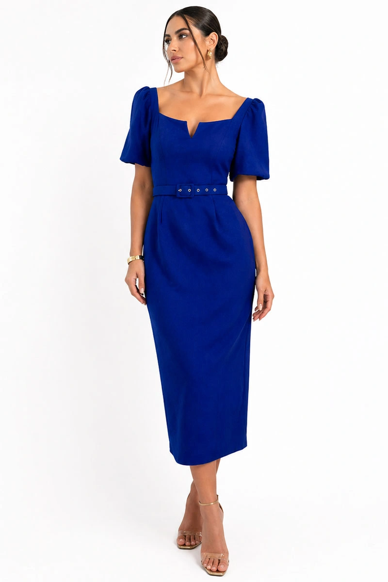 Miss Misses - Aline Midi Sheath Dress, Blue - 54802032