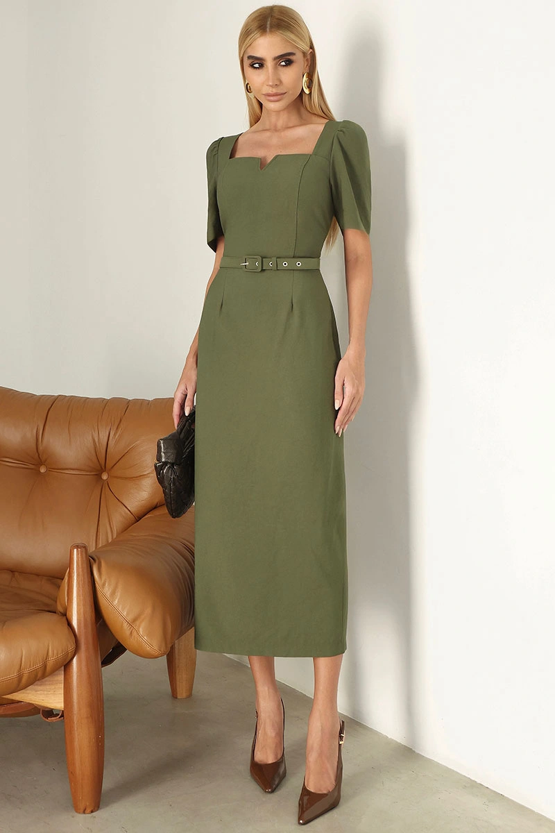 Miss Misses - Vestido Aline Midi Tubinho Verde - 54802023
