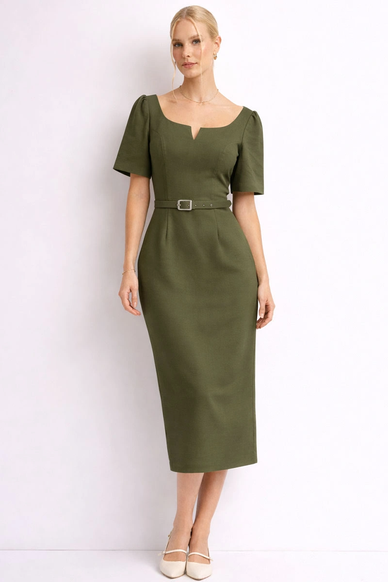 Miss Misses - Vestido Aline Midi Tubinho Verde - 54802023