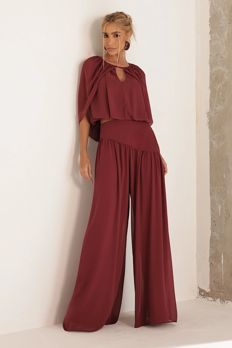 Dot Clothing - Conjunto Dot Clothing Zimmer Blusa e Calça Bordo - 3002BORDO