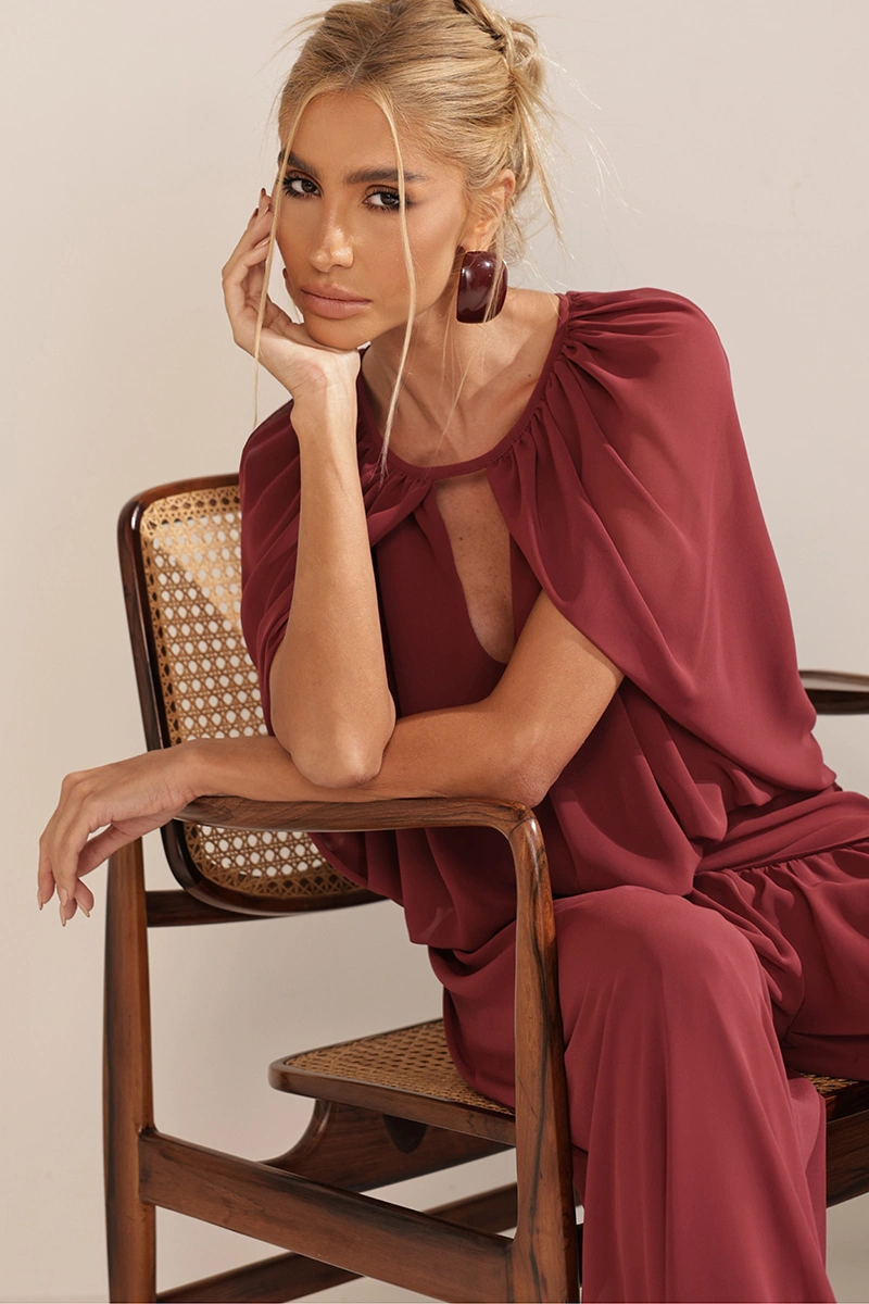 Dot Clothing - Conjunto Dot Clothing Zimmer Blusa e Calça Bordo - 3002BORDO