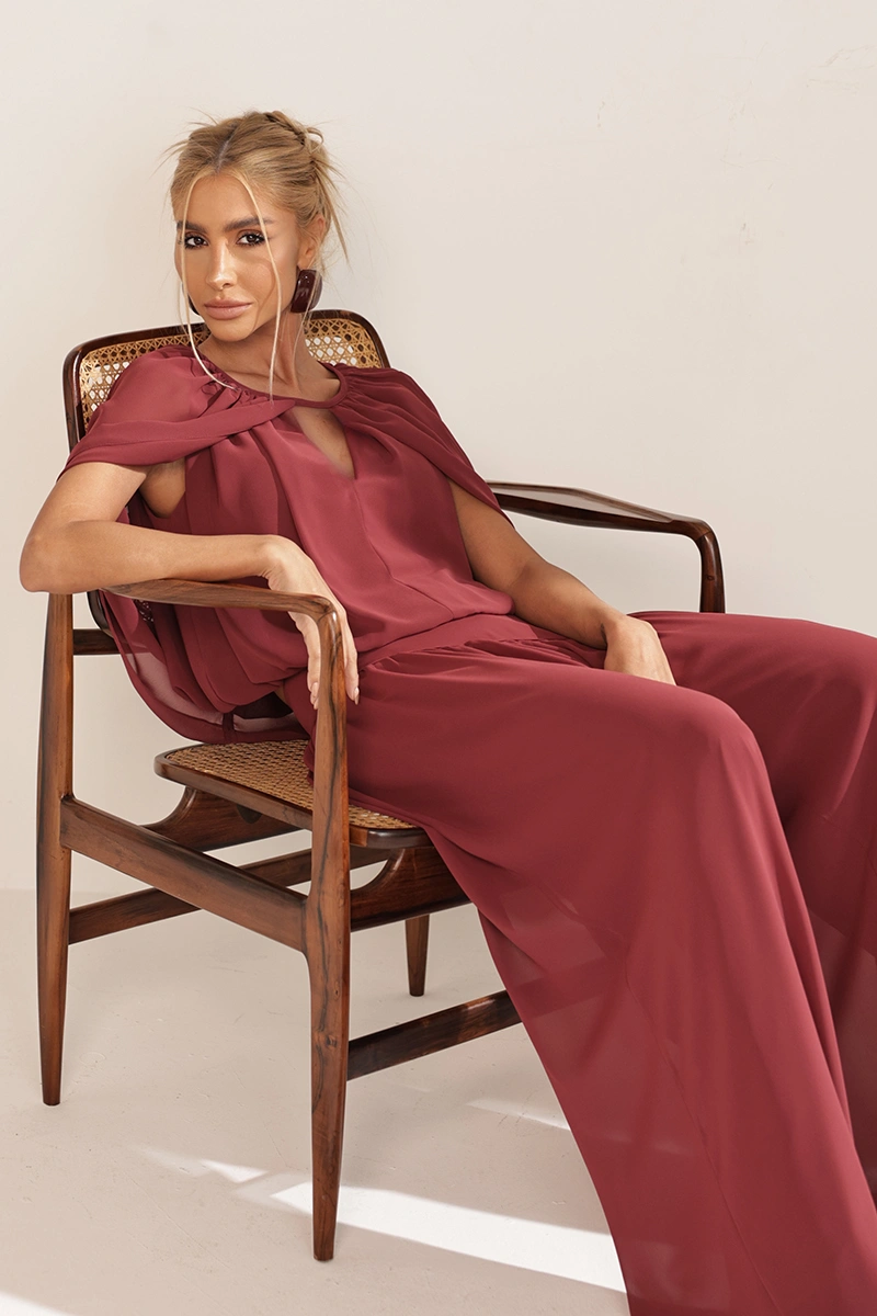 Dot Clothing - Conjunto Dot Clothing Zimmer Blusa e Calça Bordo - 3002BORDO