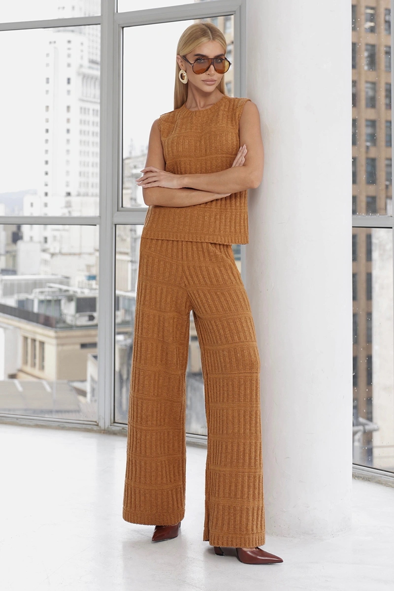 Dot Clothing - Conjunto Dot Clothing Gaby Tricô Bege - T204BEGE