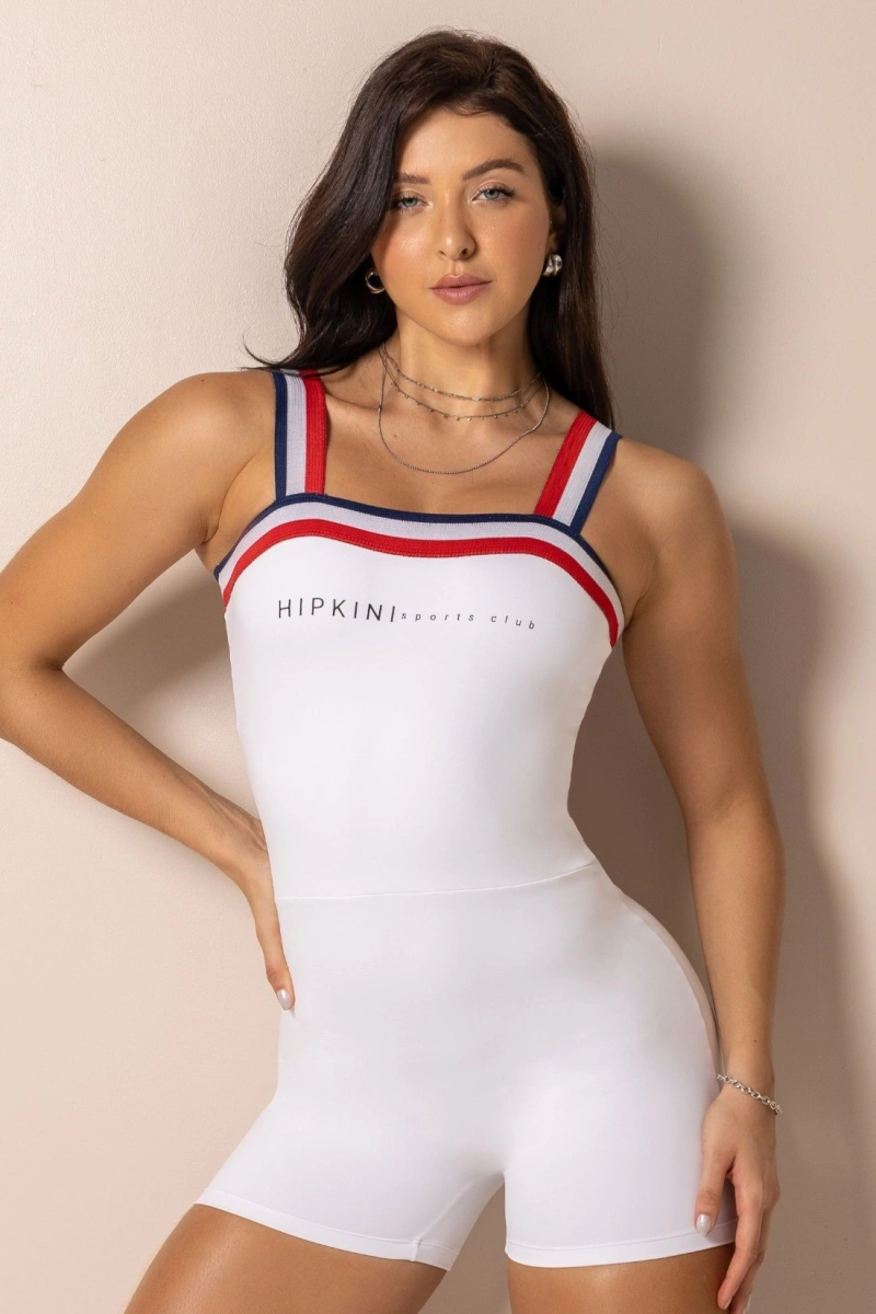 Hipkini - Macaquinho Fitness Club Classics Branco com Silk - 33331820