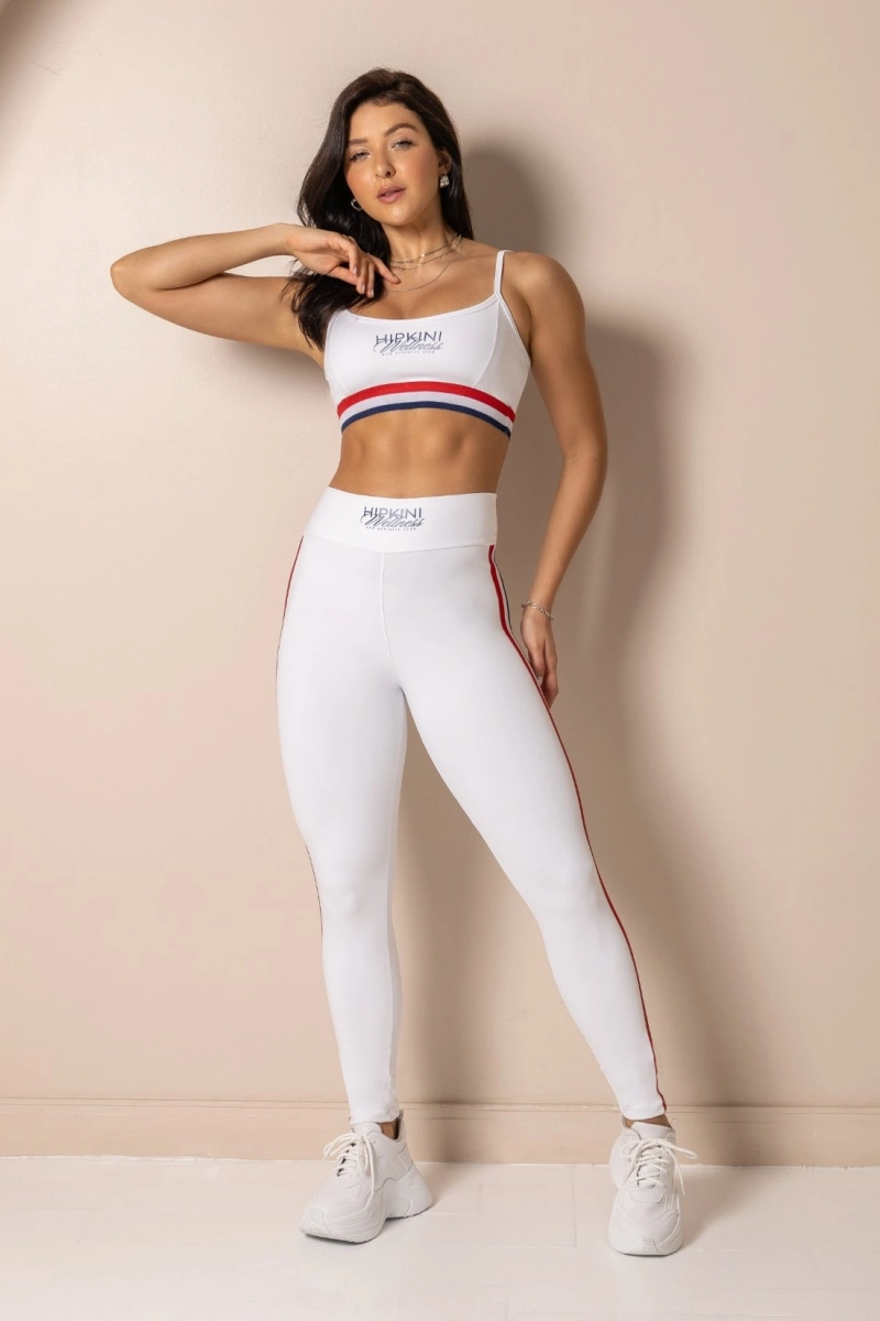 Hipkini - Legging Fitness Club Classics Branca com Faixa nas Laterais - 33331819