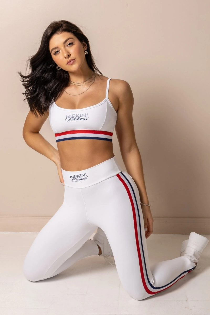 Hipkini - Legging Fitness Club Classics Branca com Faixa nas Laterais - 33331819