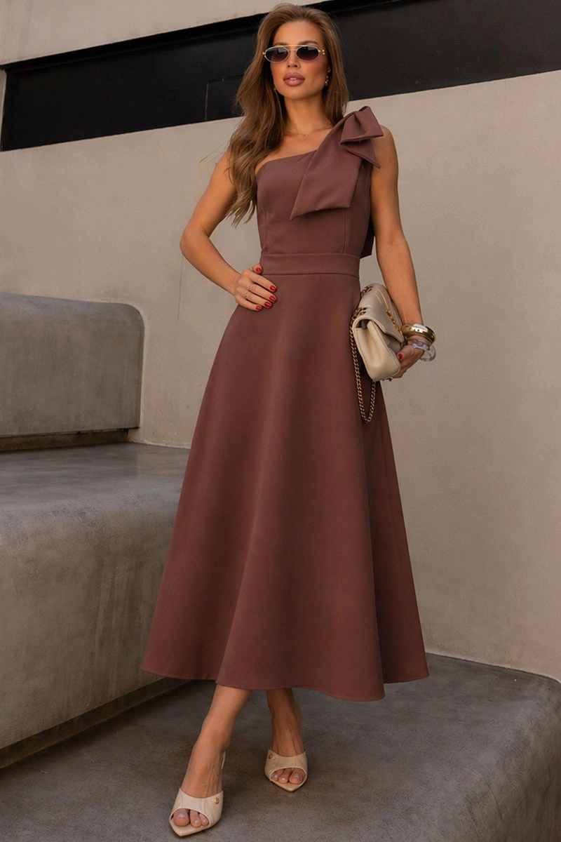 Miss Misses - Vestido Glaucia Midi Marrom - 54625214