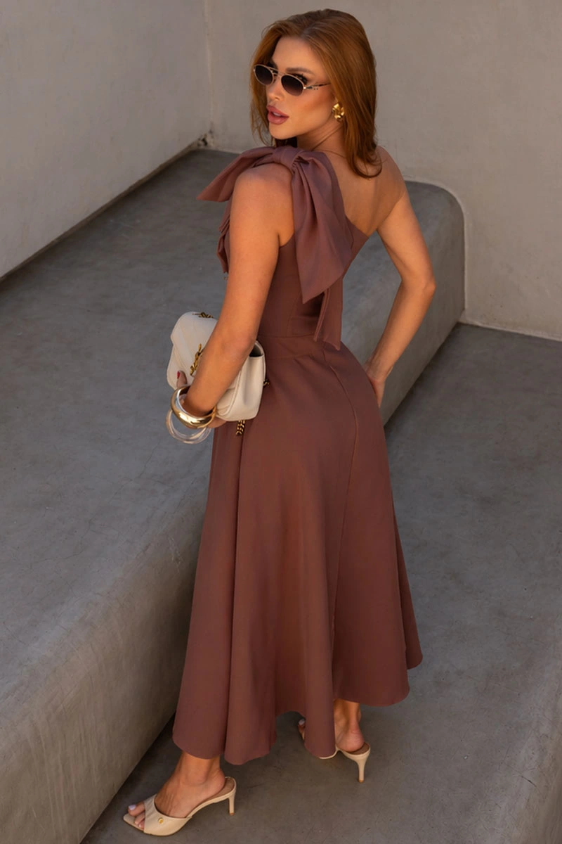 Miss Misses - Vestido Glaucia Midi Marrom - 54625214