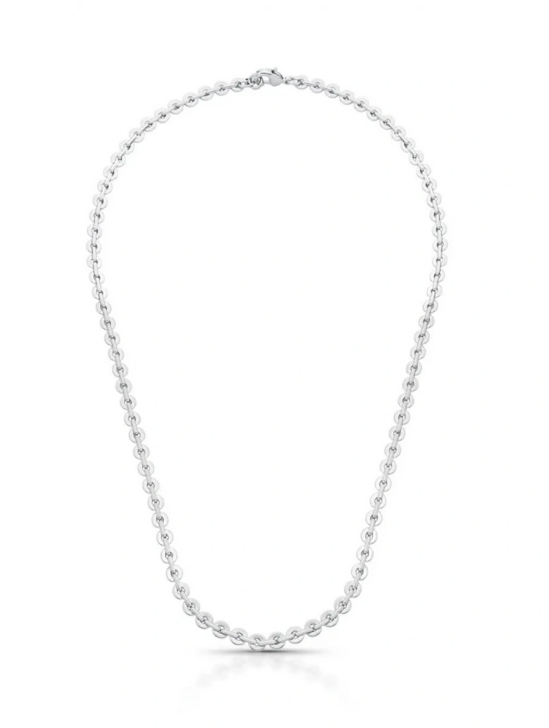 Mikabe - Colar Corrente Elos Redondo Ródio Branco - MK2137