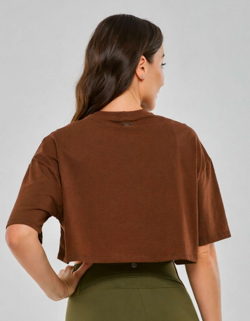 Vestem - Sepia Brown Anacã Cropped T-Shirt - BMC837.PD.C0697