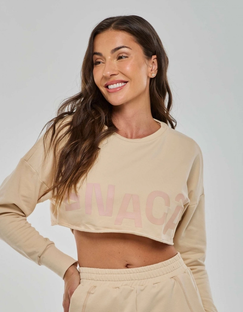 Vestem - Blusa Moletom Manga Longa Cropped Anacã Bege Marfim - BPML496.PD.C0696