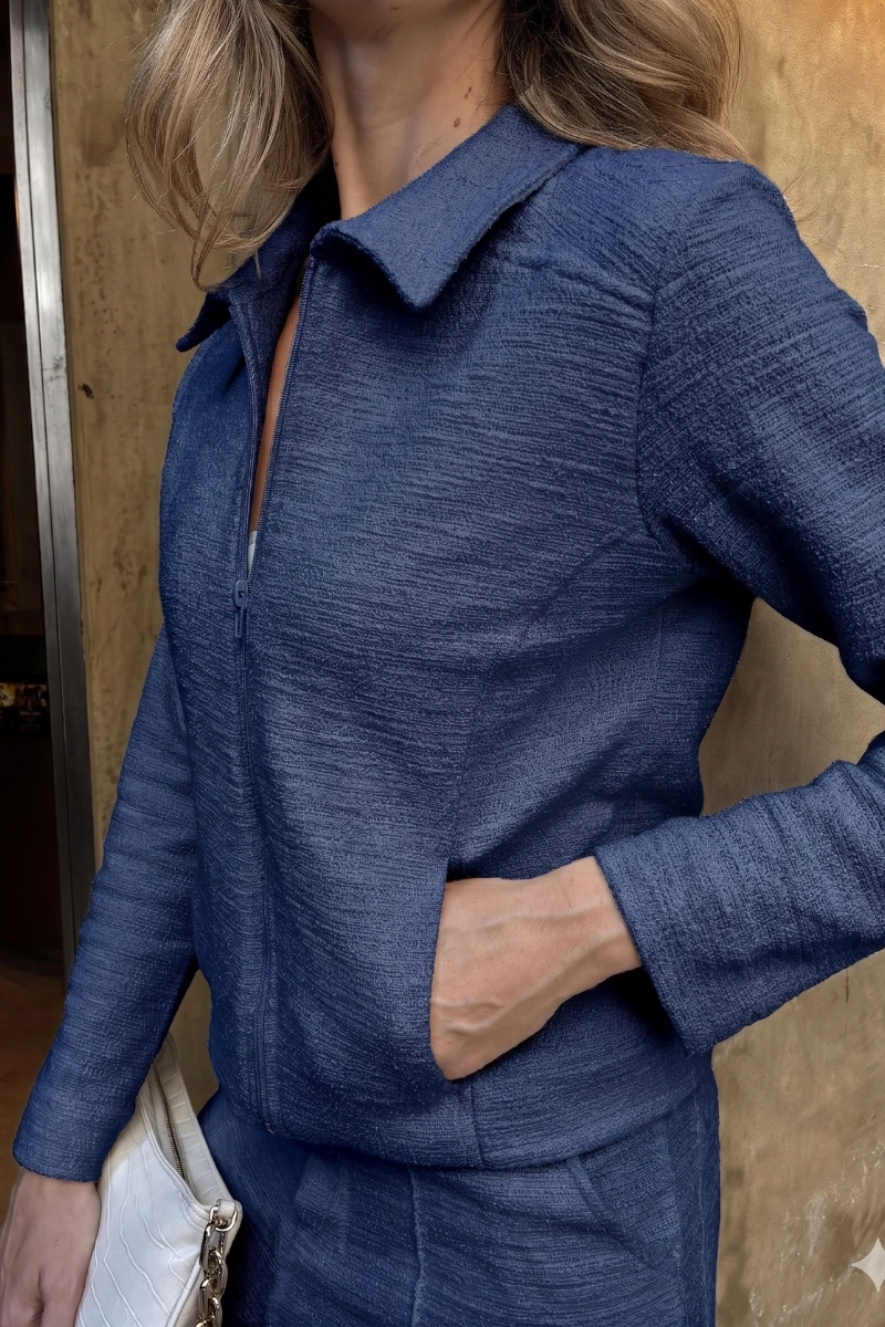 Hidrogênio - JAQUETA C/ RECORTES E BOLSOS BOUCLE MARINHO - 20756004