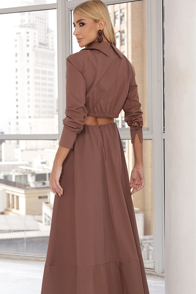 Dot Clothing - Set Dot Clothing Gtank Shirt with Flared Brown Skirt - 3029MARROM