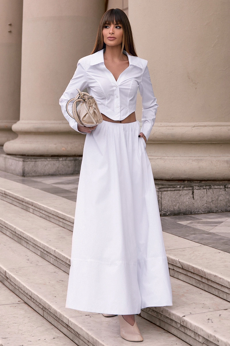 Dot Clothing - Set Dot Clothing Gtank Shirt with Off-White A-line Skirt - 3029OFF