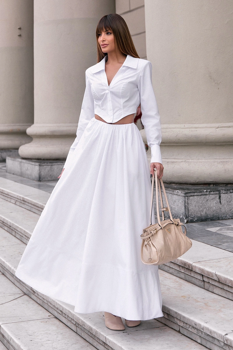 Dot Clothing - Set Dot Clothing Gtank Shirt with Off-White A-line Skirt - 3029OFF