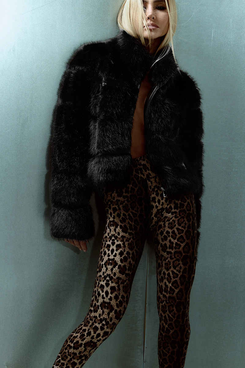 Dot Clothing - Liliane Dot Clothing Black Fur Coat - E0926PRETO