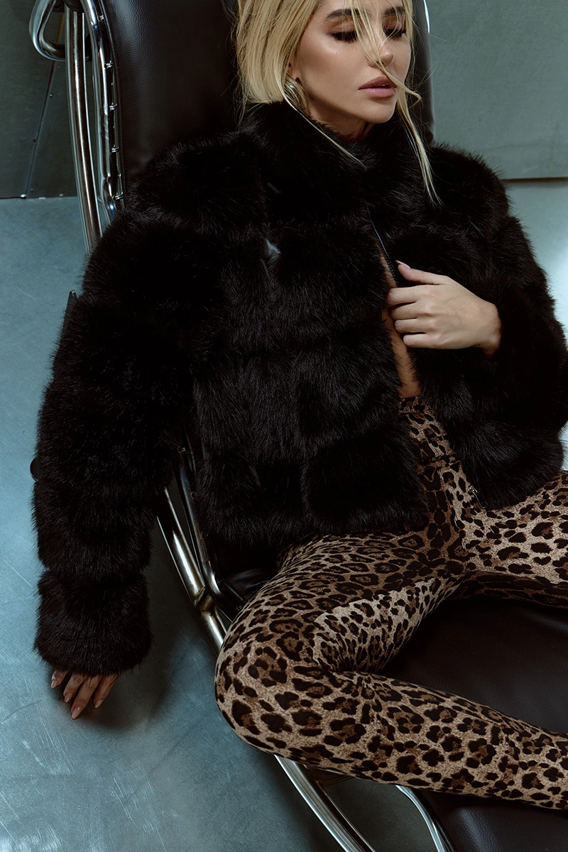 Dot Clothing - Liliane Dot Clothing Black Fur Coat - E0926PRETO