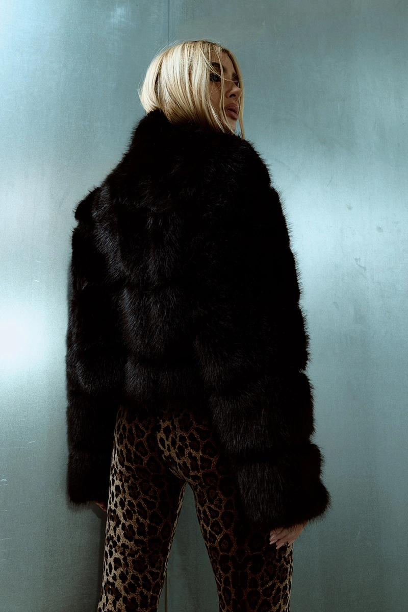 Dot Clothing - Liliane Dot Clothing Black Fur Coat - E0926PRETO