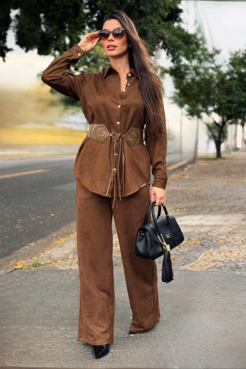 PITBULL - Calça Pantalona com Cinto Pit Bull Jeans - 93846