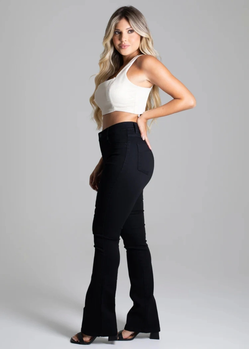 Sawary - Calça Sarja Sawary Boot Cut - 264080 PRETO - 8264870035641
