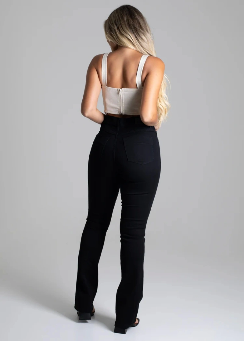 Sawary - Calça Sarja Sawary Boot Cut - 264080 PRETO - 8264870035641