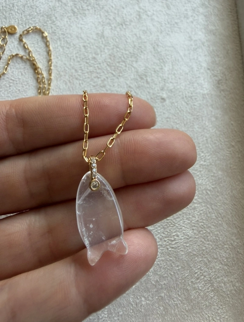 Mikabe - Colar Peixe Quartzo Transparente - MK2139