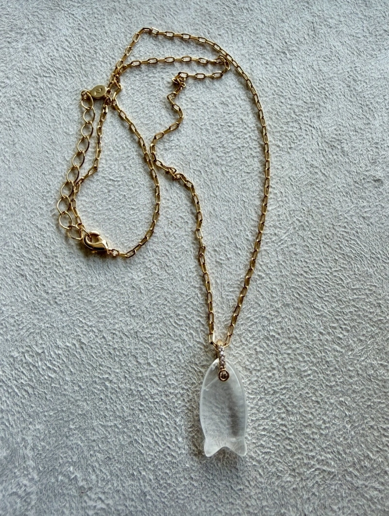Mikabe - Colar Peixe Quartzo Transparente - MK2139
