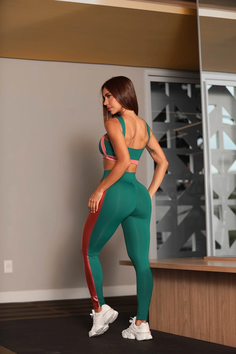 Garotafit - Veronica Dark Green and Guava Set - FCS448HEDG