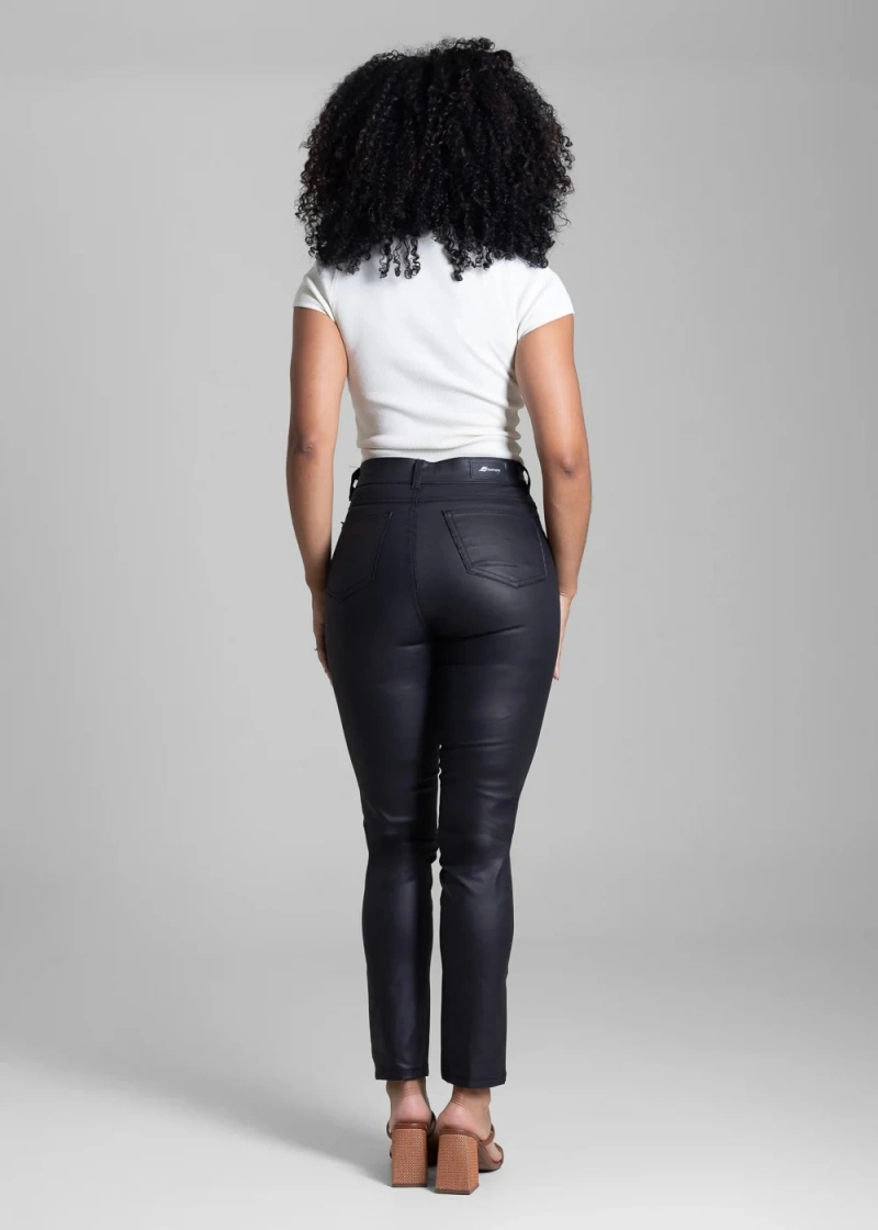 Sawary - Calça Resinada Sawary Cigarrete Preto- 283080 - 283080