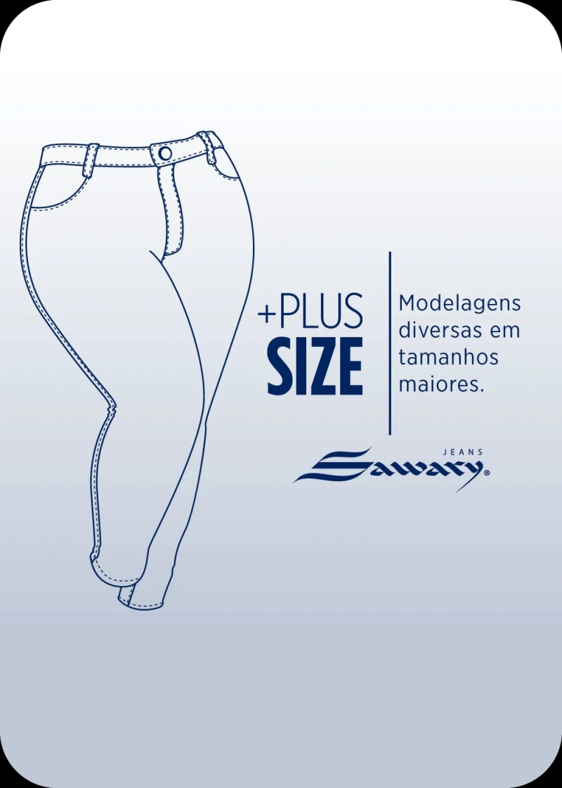 Sawary - Calça Jeans Sawary Plus Size Azul- 281224 - 281224
