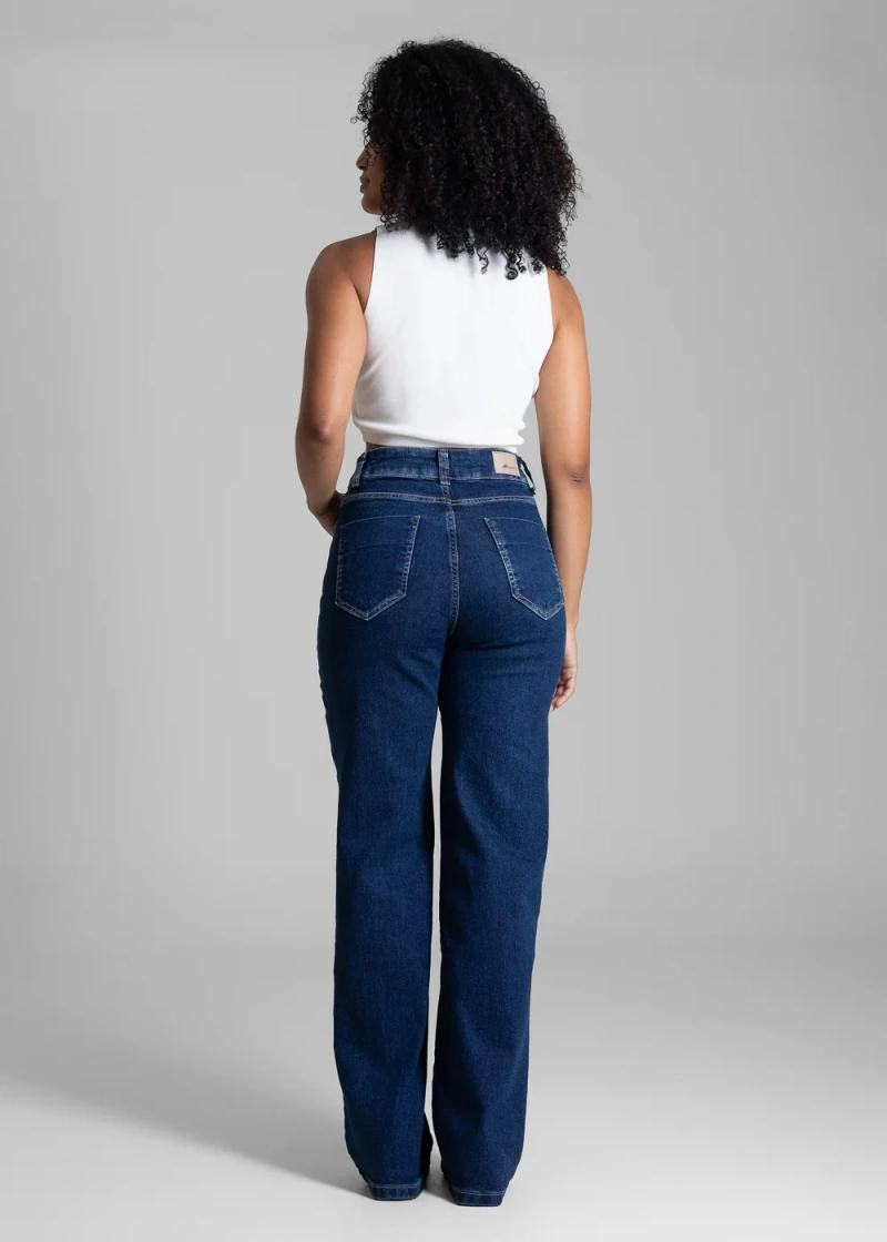 Sawary - Calça Jeans Sawary Wide Leg Azul-282864 - 282864