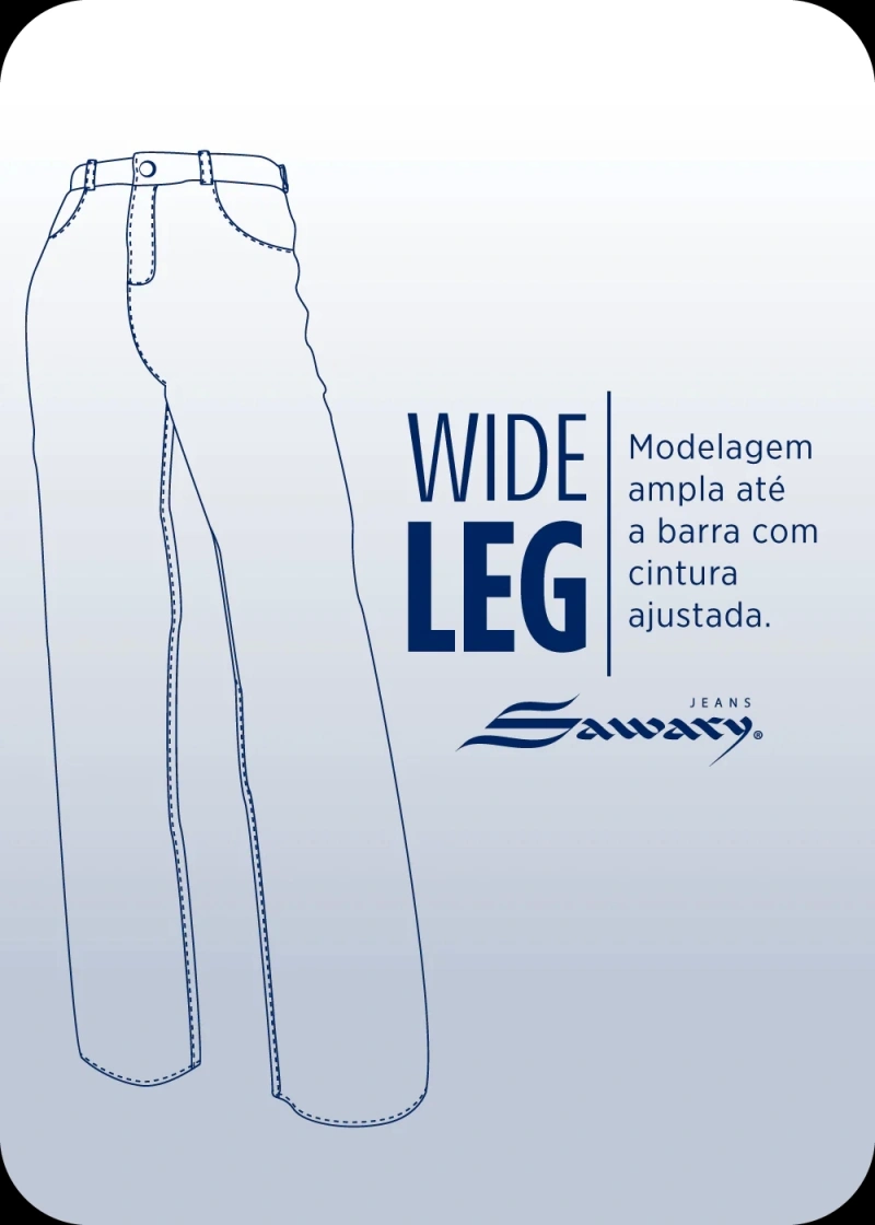 Sawary - Calça Sarja Sawary Wide Leg Marrom- 283188 - 283188