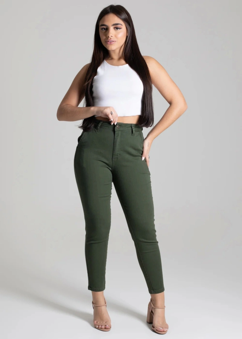 Sawary - Calça Sarja Sawary Mom Verde-276970 - 276970