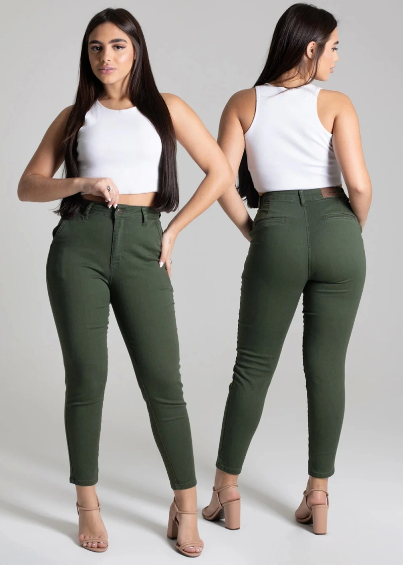 Sawary - Calça Sarja Sawary Mom Verde-276970 - 276970