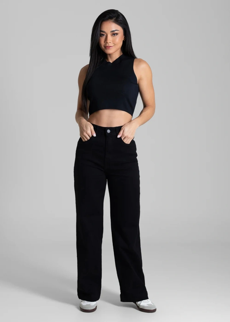 Sawary - Calça Sarja Sawary Cargo Reta Petit Preto - 283125