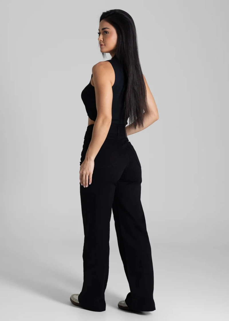Sawary - Calça Sarja Sawary Cargo Reta Petit Preto - 283125