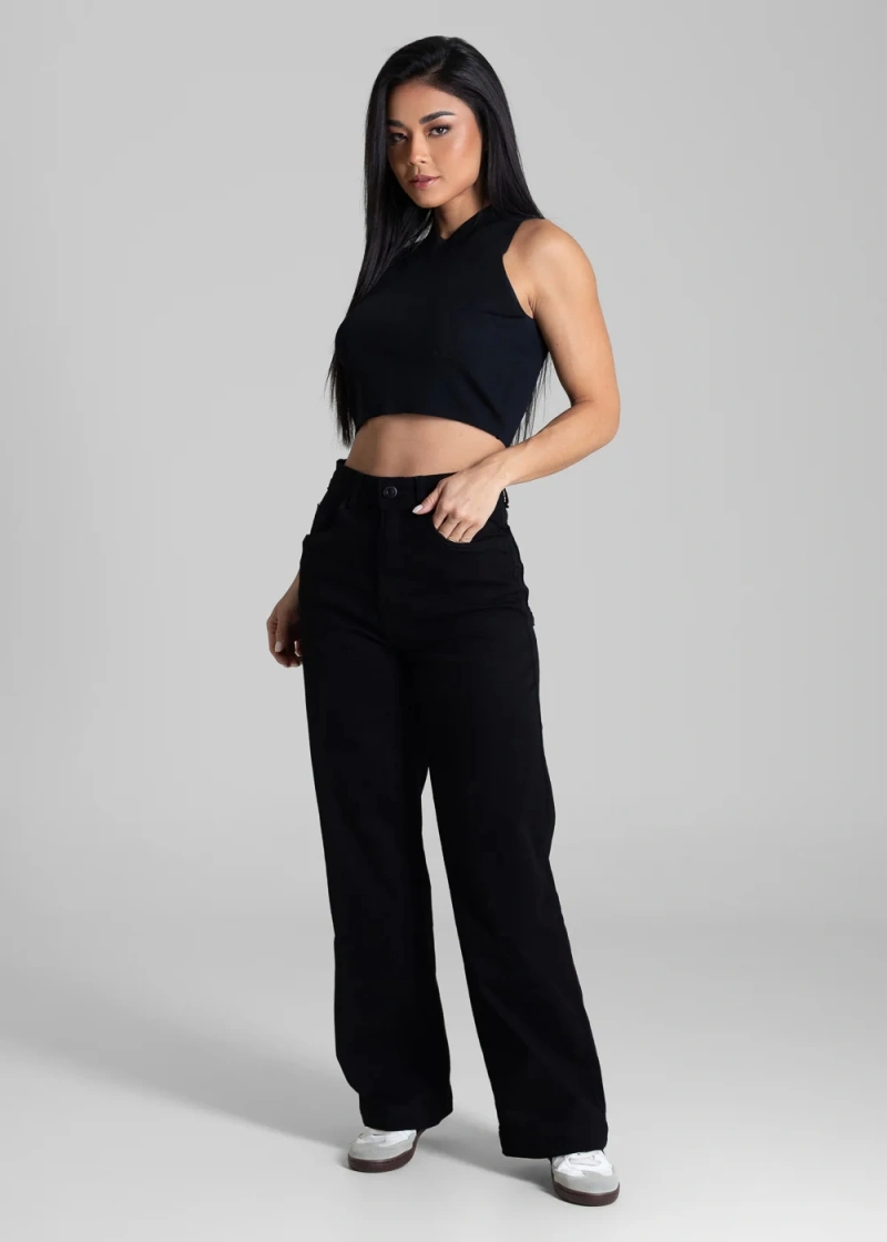 Sawary - Calça Sarja Sawary Cargo Reta Petit Preto - 283125