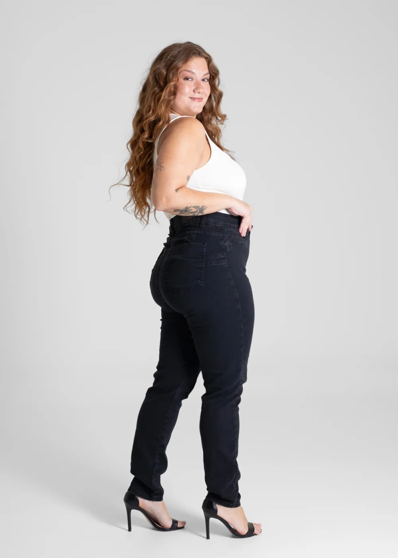 Sawary - Calça Sarja Sawary Plus Size Levanta Bumbum Preto- 280808 - 280808