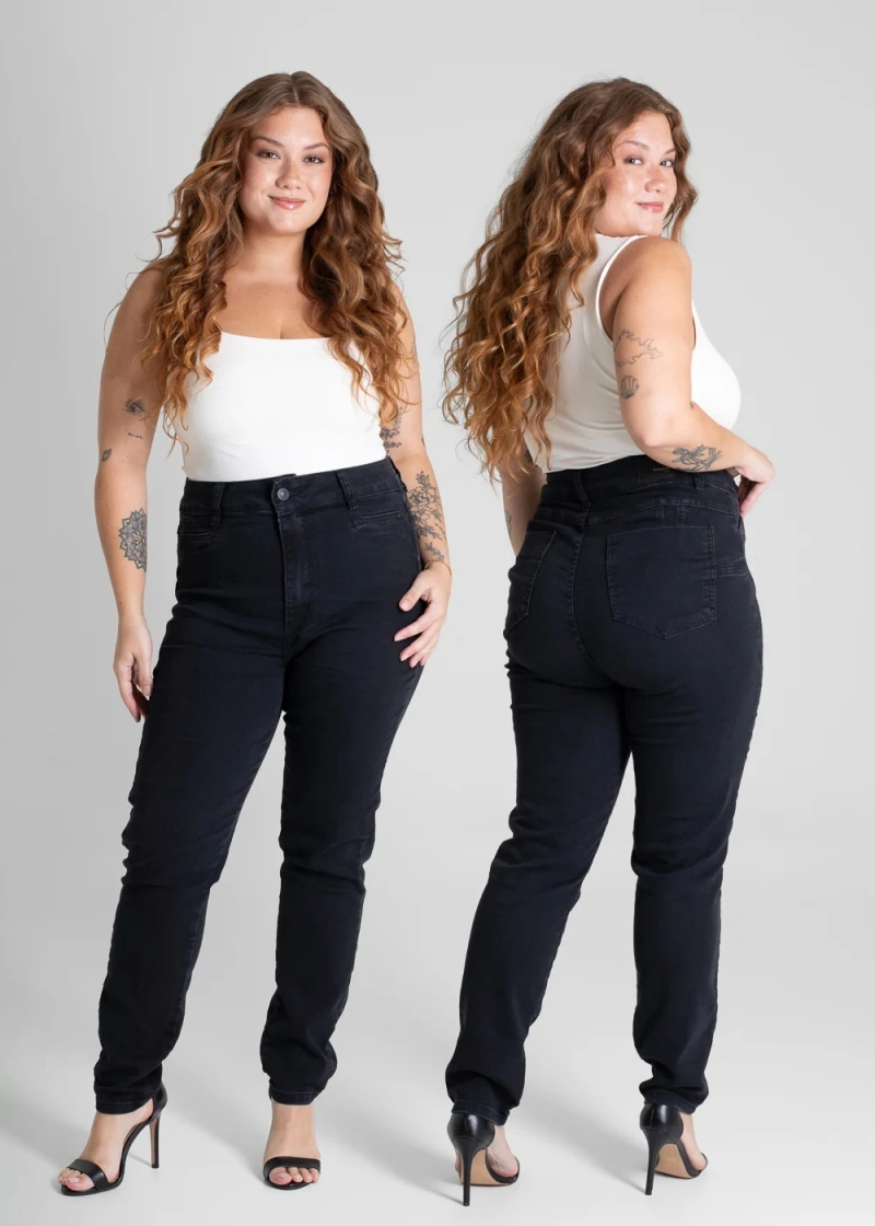 Sawary - Calça Sarja Sawary Plus Size Levanta Bumbum Preto- 280808 - 280808