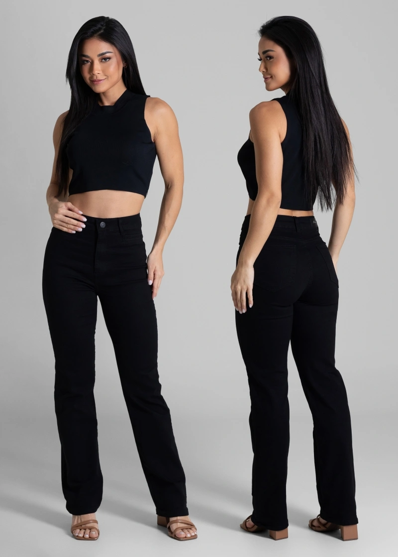 Sawary - Calça Sawary Sarja Reta Preta-283139 - 283139