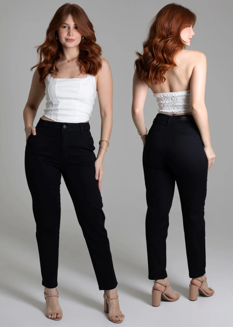 Sawary - Calça Sarja Sawary Mom Preto- 278145 - 278145