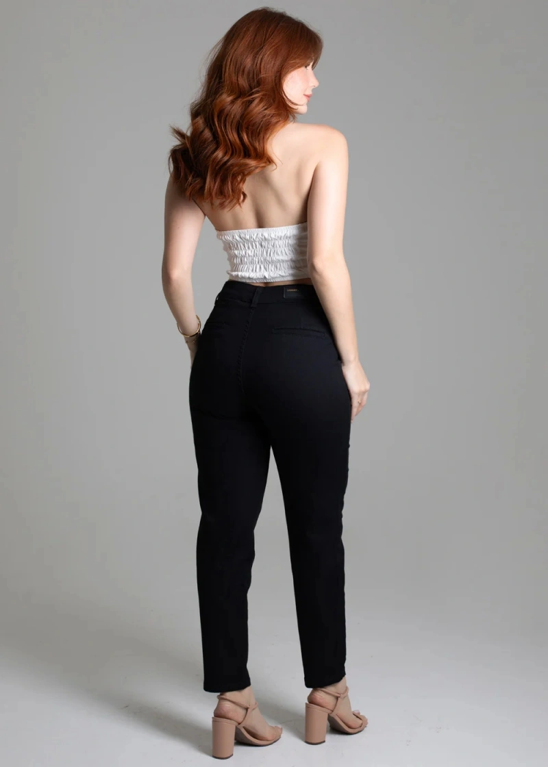 Sawary - Calça Sarja Sawary Mom Preto- 278145 - 278145