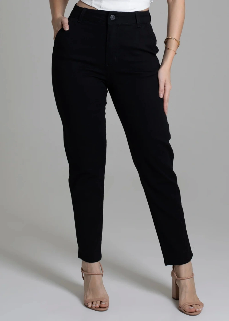 Sawary - Calça Sarja Sawary Mom Preto- 278145 - 278145