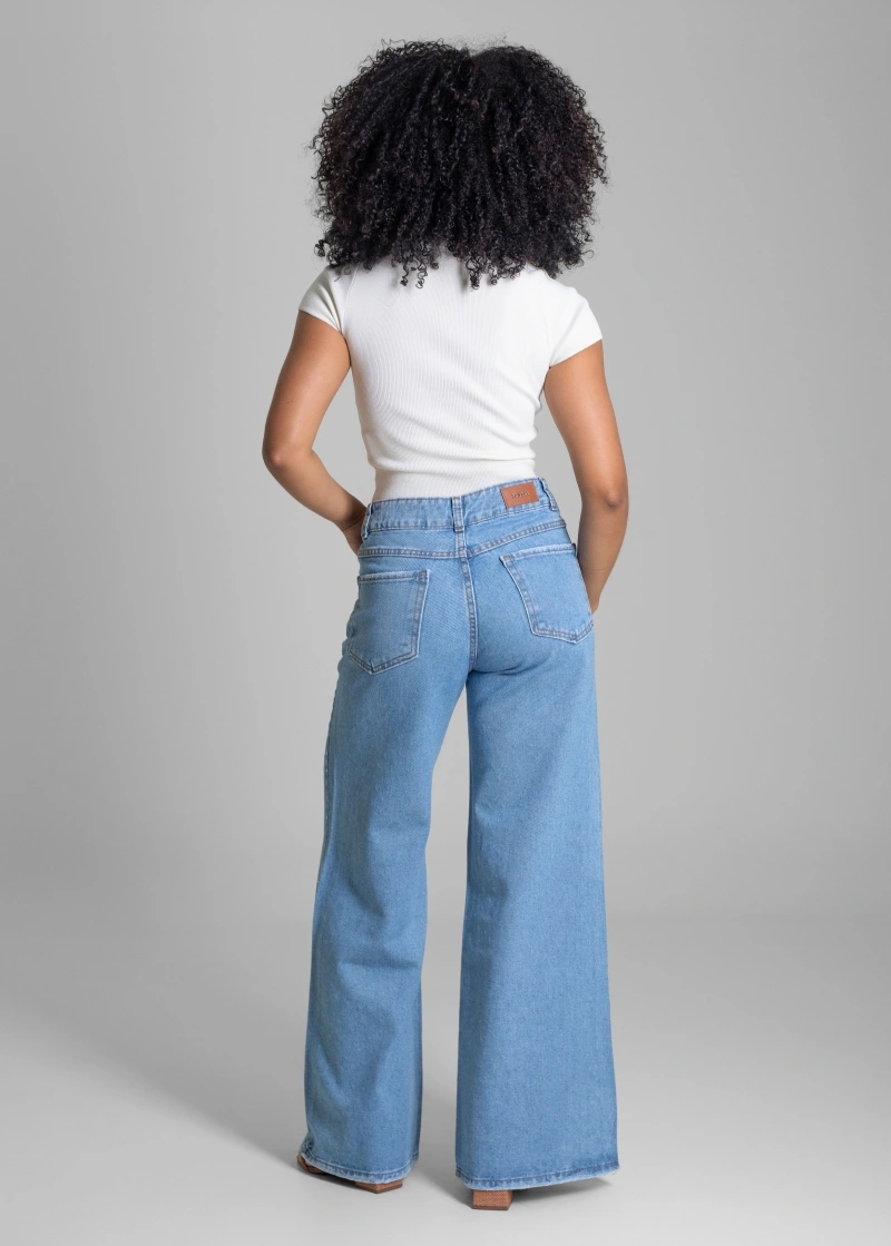 Sawary - Calça Jeans Sawary Wide Leg Azul-283363 - 283363