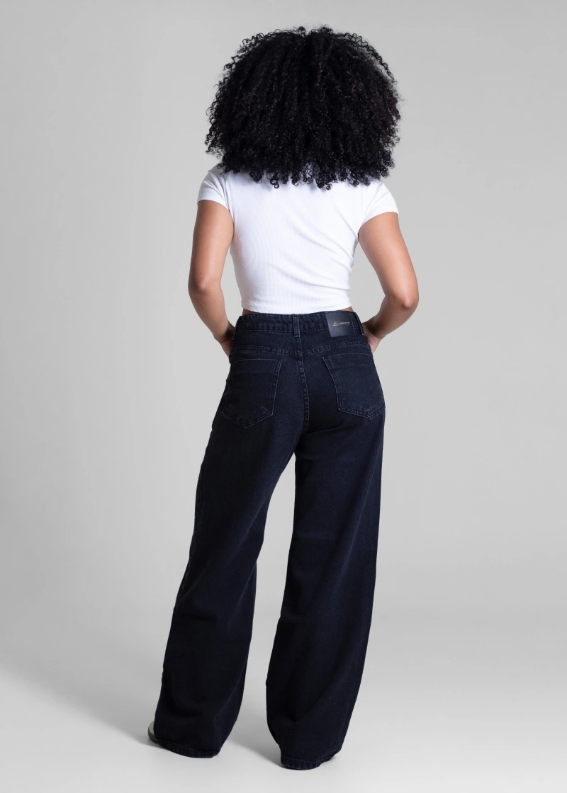 Sawary - Calça Jeans Sawary Super Wide Leg Brilho - 283043 - 283043