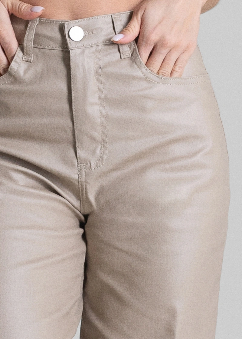 Sawary - Calça Resinada Sawary Wide Leg Petit Bege - 283222 - 283222