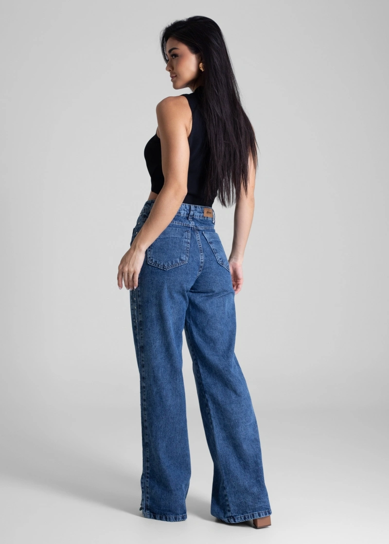 Sawary - Calça Jeans Sawary Wide Leg Azul-282694 - 282694