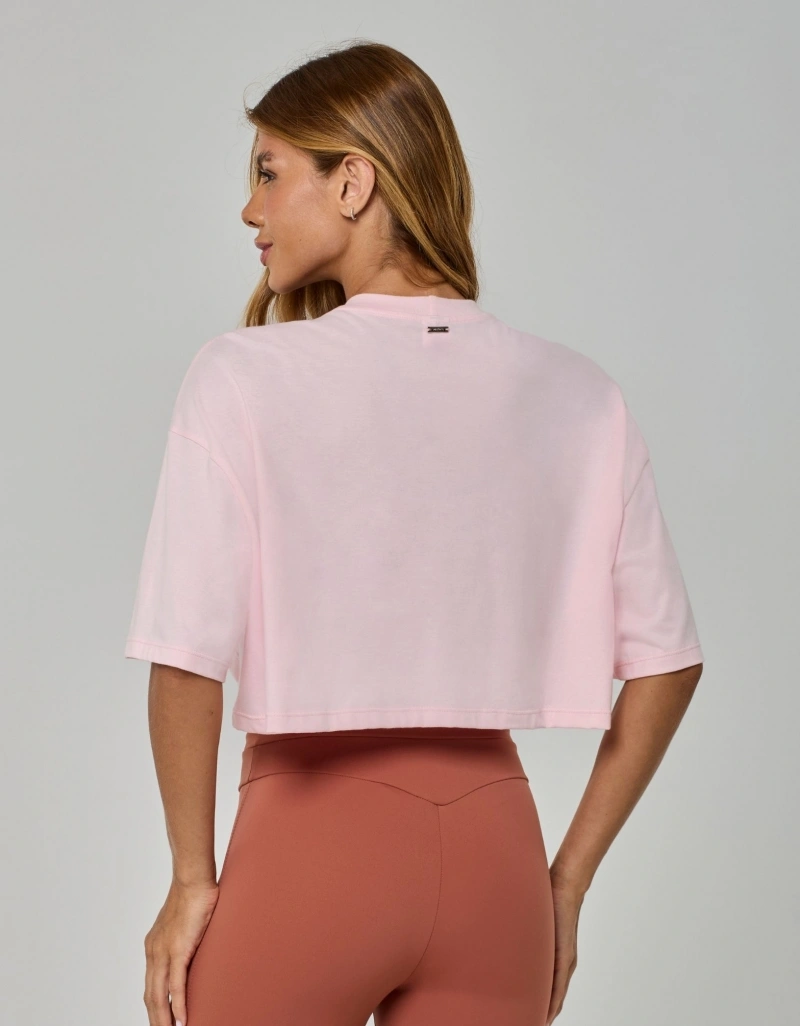 Vestem - Camiseta Cropped Vestem Embossing Rosa Sorvete - BMC839.I26.C0728