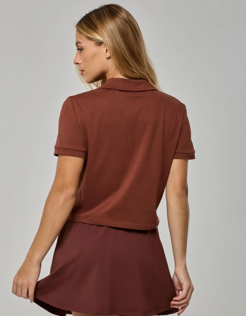 Vestem - Blusa Cropped Polo Matchpoint Marrom Sépia - BMC868.I26.C0697